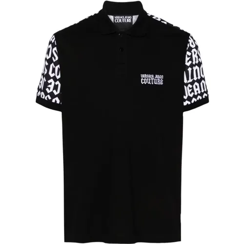 Schwarzes Poloshirt für Männer , Herren, Größe: L - Versace Jeans Couture - Modalova