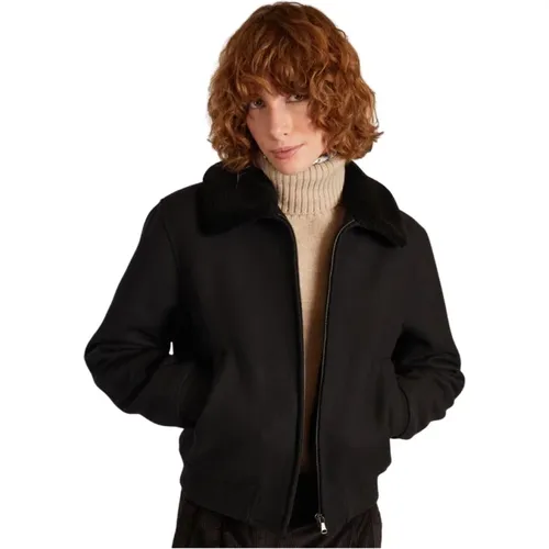 Sheepskin collar jacket in new wool made in France , female, Sizes: L - L'Exception Paris - Modalova