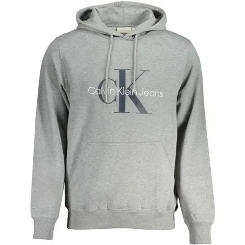 Grauer Kapuzenpullover mit Logo , Herren, Größe: L - Calvin Klein - Modalova