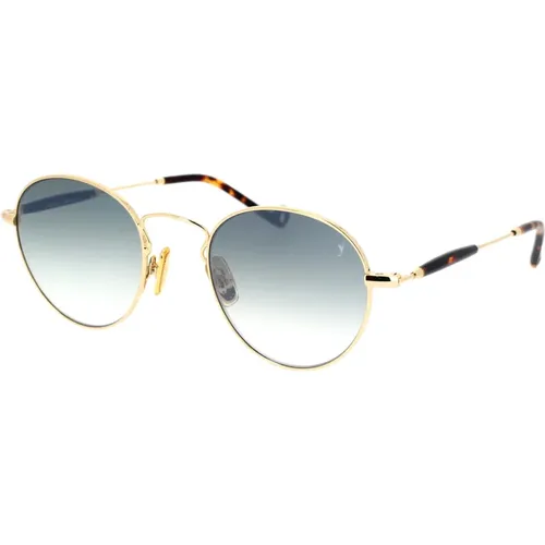 Elegant Round Sunglasses in Gold with Green Gradient Lenses , unisex, Sizes: 48 MM - Eyepetizer - Modalova