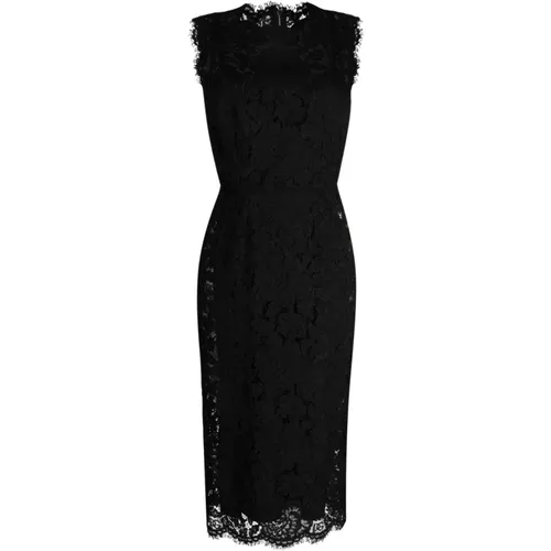 Elegant Lace Print Party Dress , female, Sizes: M - Dolce & Gabbana - Modalova