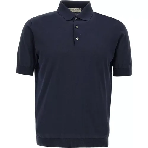 Men's Cotton Crêpe Polo Shirt , male, Sizes: 2XL, 3XL, XL, L - Filippo De Laurentiis - Modalova