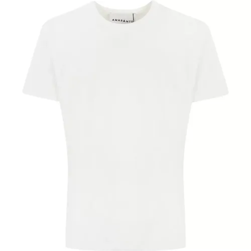 Baumwoll T-shirt Kurzarm Weiß - Amaránto - Modalova