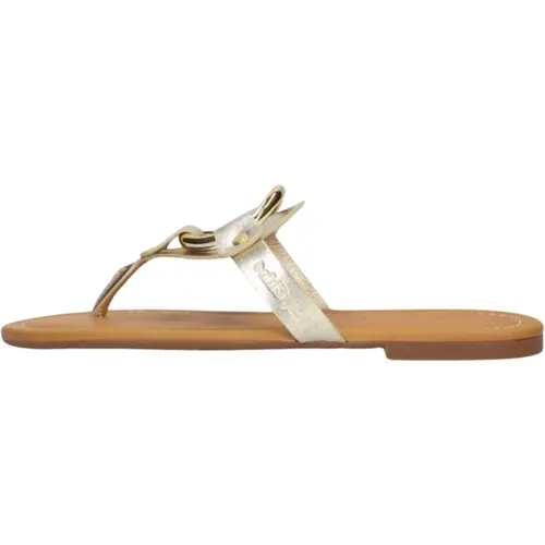 Goldene Leder Sommer Sandalen Hana , Damen, Größe: 37 EU - See by Chloé - Modalova