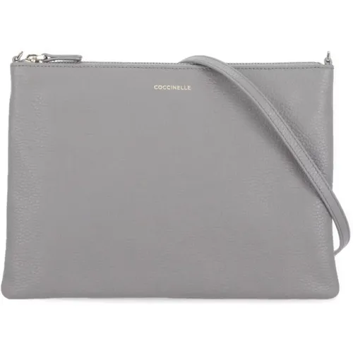 Graue Pochette aus Pebble-Leder für Frau , Damen, Größe: ONE Size - Coccinelle - Modalova