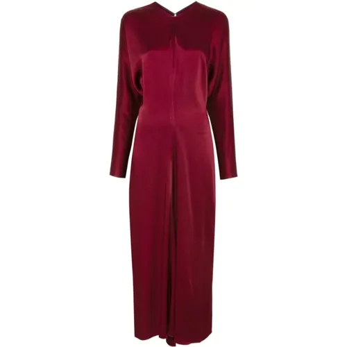 Ruby Satin Midi Dress with Batwing Shoulders , female, Sizes: 2XS - Victoria Beckham - Modalova