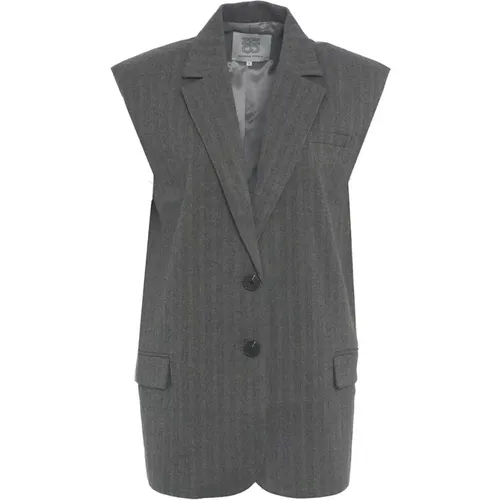 Grey Blazer Vest Aw24 Chic Style , female, Sizes: XS - Second Female - Modalova