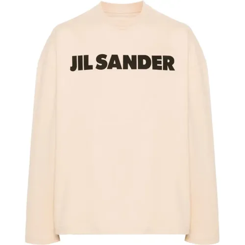 Beiger Baumwoll-Logo-T-Shirt - Jil Sander - Modalova