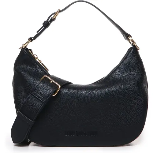 Schwarze Handtasche mit Logo,Logo Hobo Tasche mit Verstellbarem Riemen - Love Moschino - Modalova