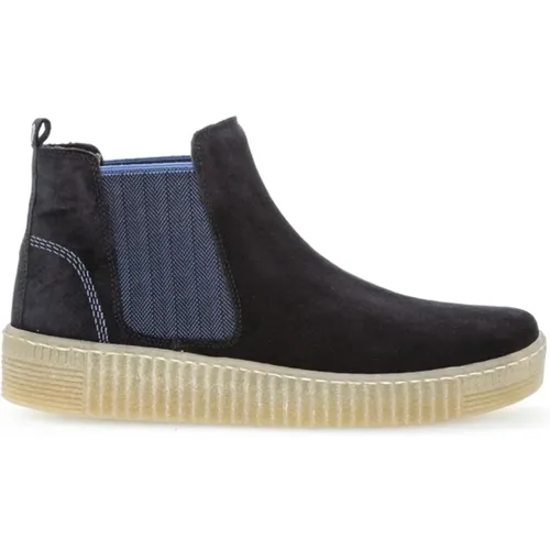 Moderne Marine Samt Chelsea Boots , Damen, Größe: 35 EU - Gabor - Modalova