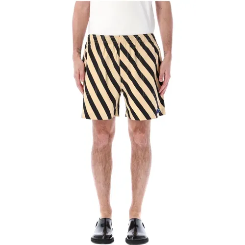 Domino Stripe Shorts in Ecru Schwarz - Bode - Modalova