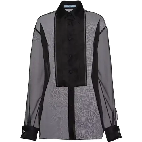 Silk Organza Shirt , female, Sizes: XS - Prada - Modalova