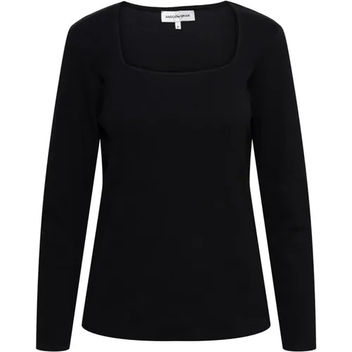 Geripptes Langarm-T-Shirt Schwarz , Damen, Größe: 2XL - &Co Woman - Modalova