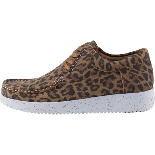 Leopardenmuster Wildlederschuhe , Damen, Größe: 36 EU - Nature Footwear - Modalova