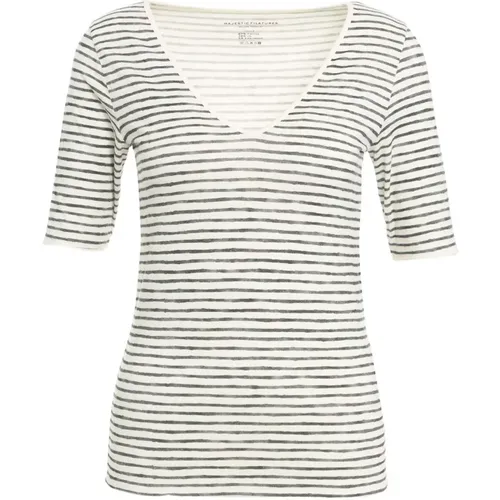 Womens Clothing T-Shirts Polos Grey Ss24 , female, Sizes: S, L - majestic filatures - Modalova
