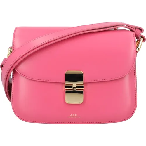 Fucsia Rose Grace Small Leather Bag , female, Sizes: ONE SIZE - A.p.c. - Modalova