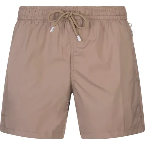 Taupe Swim Shorts with Elastic Waistband , male, Sizes: XL, L, 2XL - Fedeli - Modalova