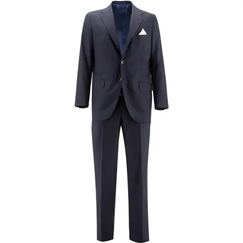 Navy Mens Suit - Classic Design, Perfect Fit , male, Sizes: XL, 2XL, L - Kiton - Modalova