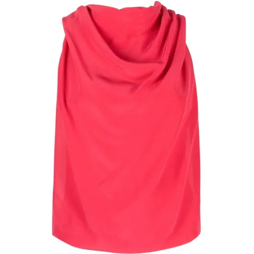 Luxurious Pink Silk Sleeveless Top , female, Sizes: M - Lanvin - Modalova