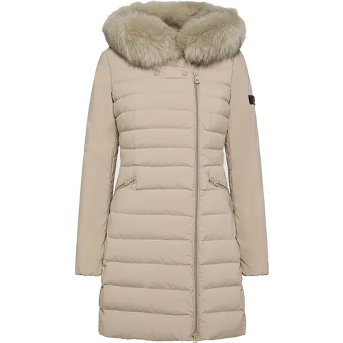 Lightweight Technical Down Jacket with Fox Fur Trim , female, Sizes: S, L, XL, M, XS - Peuterey - Modalova