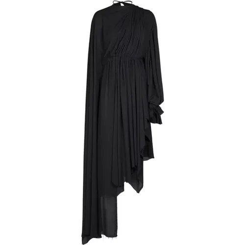 Schwarzes Asymmetrisches Kleid mit Reißverschluss - Balenciaga - Modalova