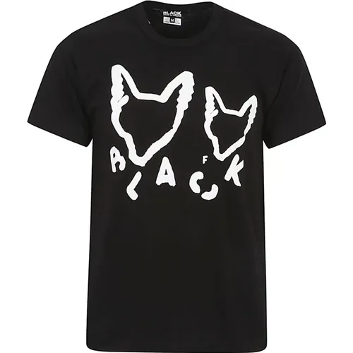 Schwarze Crew Neck T-shirts mit Kontrastierender Dekoration , Herren, Größe: M - Comme des Garçons - Modalova