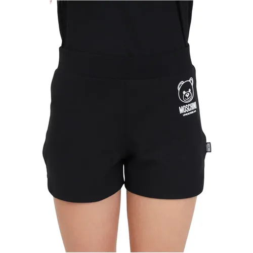 Schwarze Damen-Shorts mit Logo , Damen, Größe: L - Moschino - Modalova