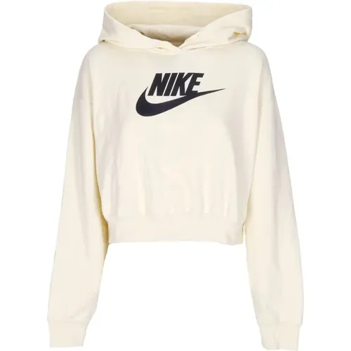 Graphic Oversized Crop Hoodie Coconut Milk/Black , female, Sizes: L - Nike - Modalova