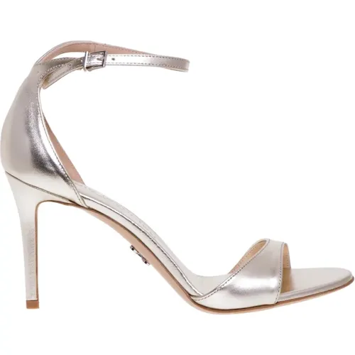 Laminated leather sandal with 85 mm heel , female, Sizes: 3 UK - Sergio Levantesi - Modalova