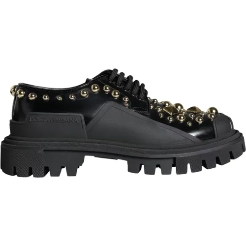 Schwarze Leder Trekking Derby Schuhe - Dolce & Gabbana - Modalova