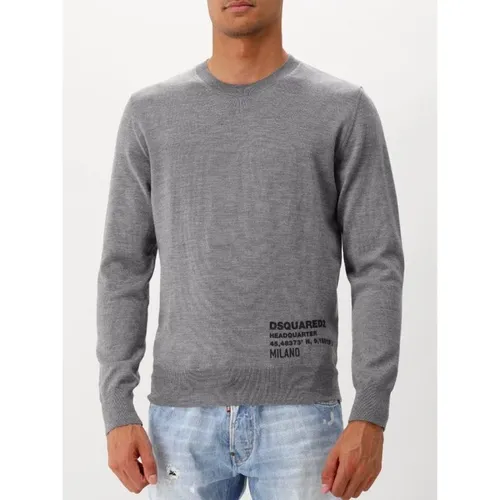 Grauer Rundhals-Strickpullover - Dsquared2 - Modalova