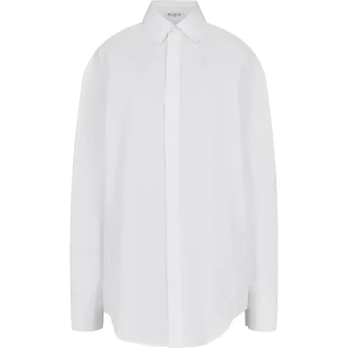 Blanc Round Slim Fit Shirt , female, Sizes: M - Alaïa - Modalova