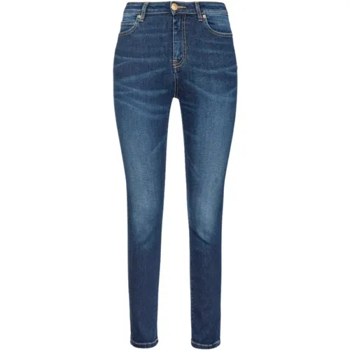 Dunkelblaue Skinny Stretch Denim Jeans mit Stickerei auf der Rückseite , Damen, Größe: W25 - pinko - Modalova
