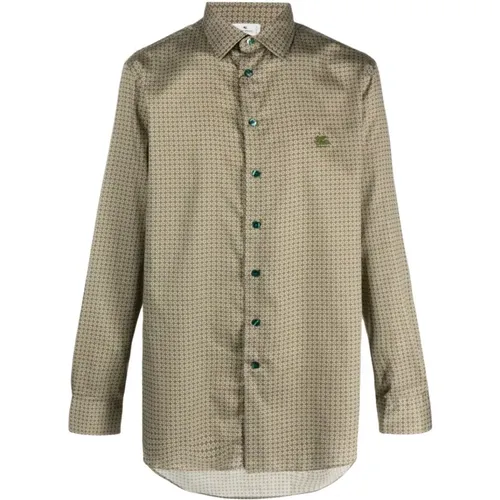 Grünes Hemd mit geometrischem Muster aus Baumwolle , Herren, Größe: XL - ETRO - Modalova