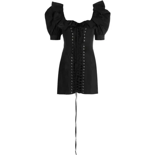 Schwarzes Moire' Mini Kleid - Alessandra Rich - Modalova