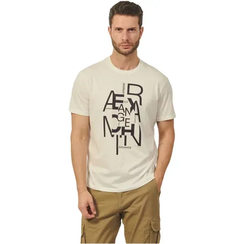 Weiße T-Shirts mit Logo-Print , Herren, Größe: XL - Armani Exchange - Modalova