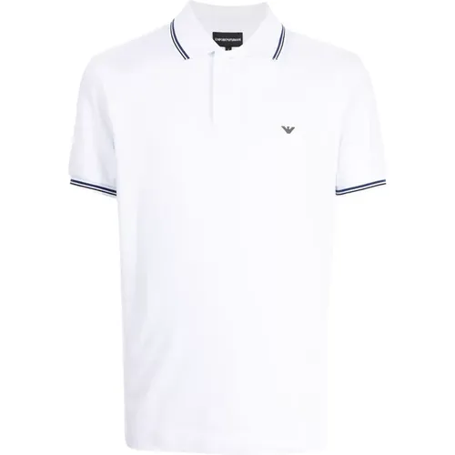 Polo-Shirt mit Kontrastbesatz Weiß Baumwolle - Emporio Armani - Modalova