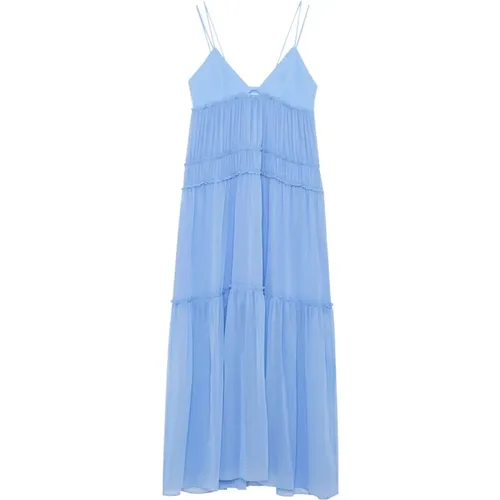 Creponne Maxi Kleid mit Plisseefalten und FliegenDetail - PATRIZIA PEPE - Modalova