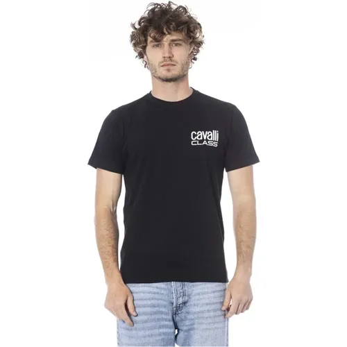 Schwarzes Logo Crew Neck T-Shirt , Herren, Größe: 2XL - Cavalli Class - Modalova