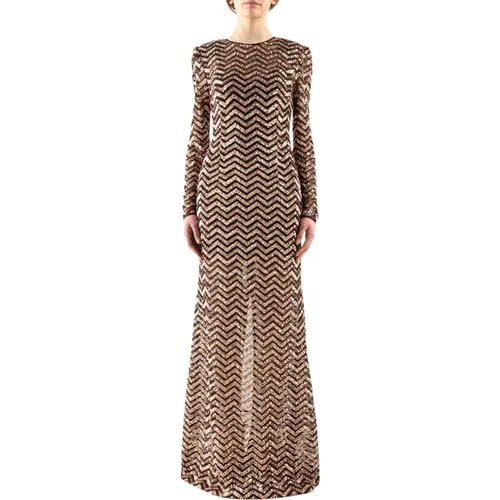Sequin Long Sleeve Maxi Dress , female, Sizes: M - Doris S - Modalova