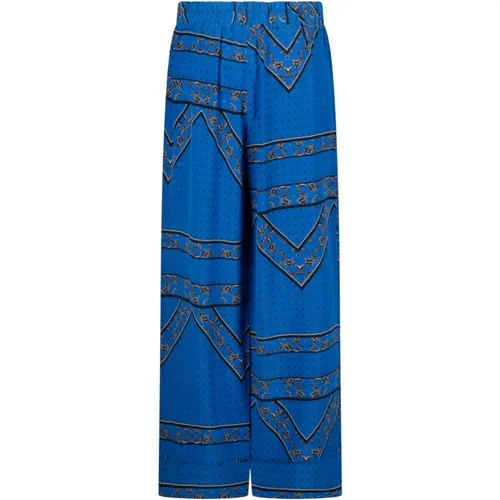 Blaue Blumen Weite Hose Ganni - Ganni - Modalova