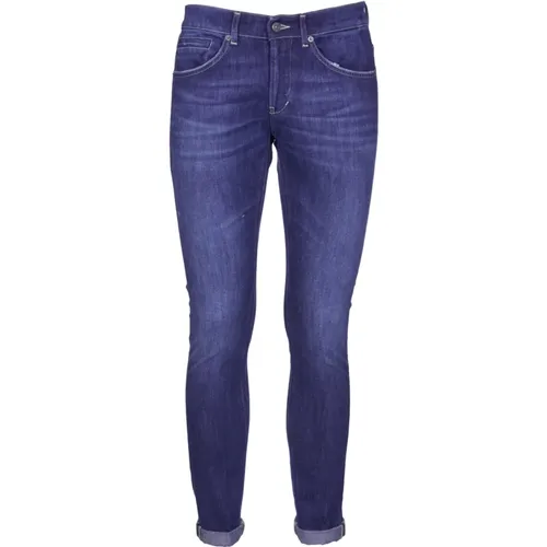 Blaue Denim-Jeans mit Logodetail , Herren, Größe: W30 - Dondup - Modalova