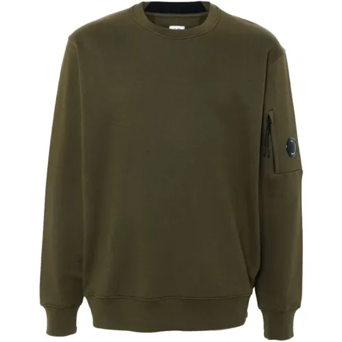 Grüner Pullover mit Linsendetail , Herren, Größe: L - C.P. Company - Modalova