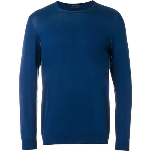 Pullover,Blauer Crew-Neck Sweater,Round-neck Knitwear,Sweatshirts,CREWECK Sweater - Drumohr - Modalova