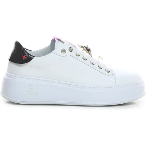 Multicolor Leather Sneaker with Jewel Details , female, Sizes: 5 UK, 7 UK, 3 UK, 8 UK, 6 UK - Gio+ - Modalova