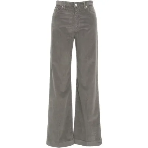 Grey Corduroy Palazzo Trousers , female, Sizes: W29 - Nine In The Morning - Modalova