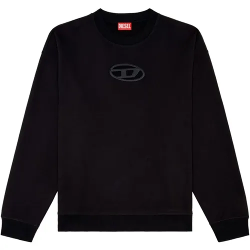 Schwarzer Sweatshirt mit Cut-Out-Logo , Herren, Größe: XL - Diesel - Modalova