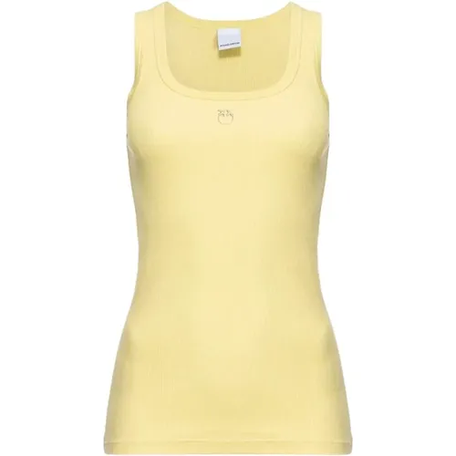 Love Birds Ribbed Tank Top , female, Sizes: XS, M - pinko - Modalova