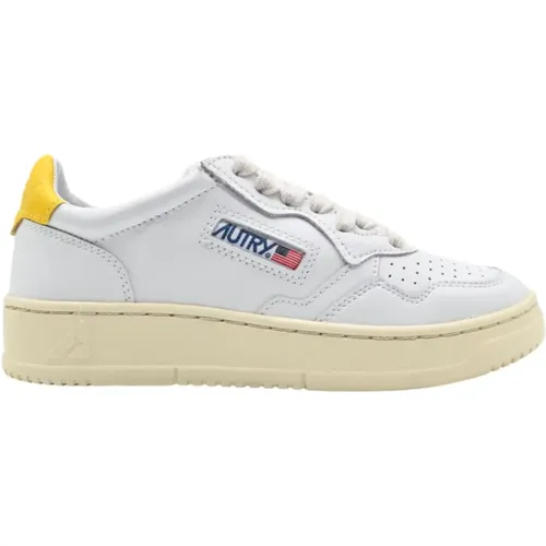 Weiße Gelbe Low Top Sneakers , Damen, Größe: 36 EU - Autry - Modalova