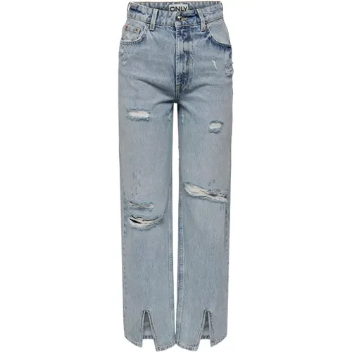 Blaue Reißverschluss Knopf Jeans Frauen Frühling - Only - Modalova